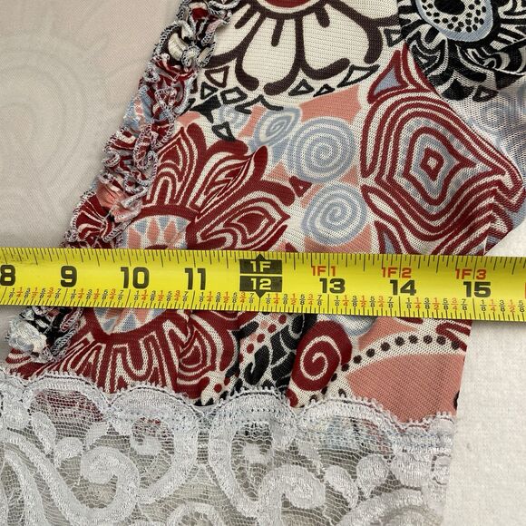 Bisou Bisou Floral Midi Mesh Dress Lace Waist V Neck Cap Sleeve Sheer 90’s Y2K-S - Picture 6 of 10